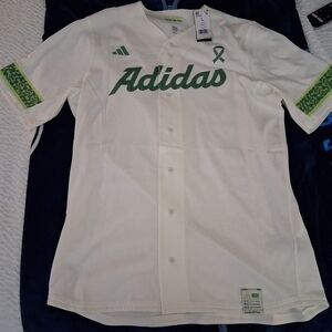 Adidas Men's Cream and Green Jersey